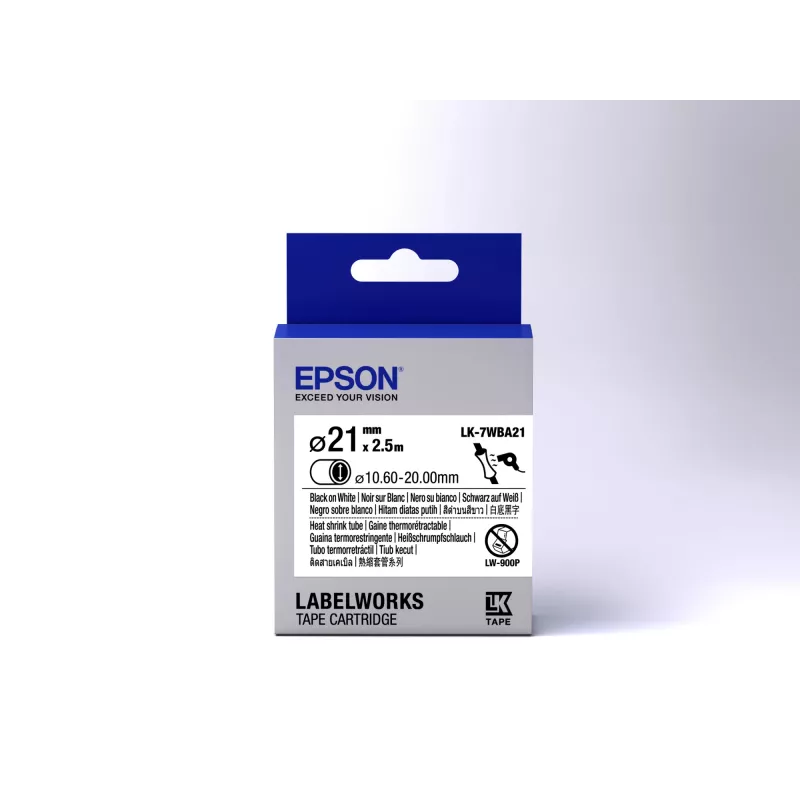 Epson Label Cartridge Heat Shrink Tube (HST) LK-7WBA21 Czarny/Biały D21mm (2,5m)
