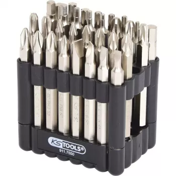 Zestaw końcówek wkrętakowych KS Tools 911.7550 — 32 szt., nikiel, 75 mm, chwyt sześciokątny 1/4 inch (25,4/4 mm)