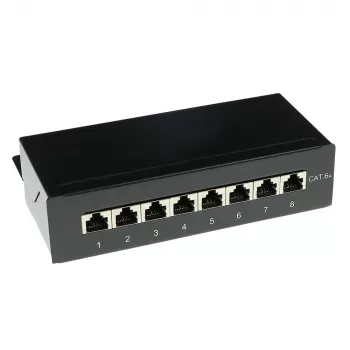 Natynkowa ekranowana skrzynka 8-portowa CAT6A ACT FA7001, czarna, 173×109×44 mm, złącze szczelinowe 110/Krone