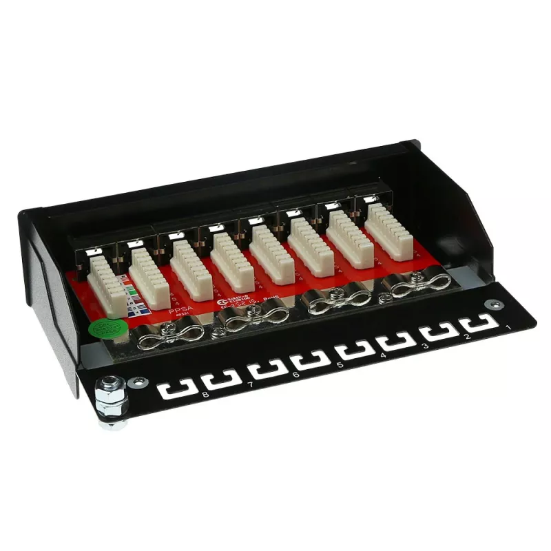 Natynkowa ekranowana skrzynka 8-portowa CAT6A ACT FA7001, czarna, 173×109×44 mm, złącze szczelinowe 110/Krone