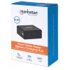 Manhattan Smart Video Multiport Dock, Porty (x5): Port HDMI, USB-A (x2), USB-C (x2), z Power Delivery do portu USB-C, wewnętrzny zasilacz, ultrakompaktowa, odłączany kabel zasilający, czarny, trzyletnia gwarancja, opakowanie detaliczne