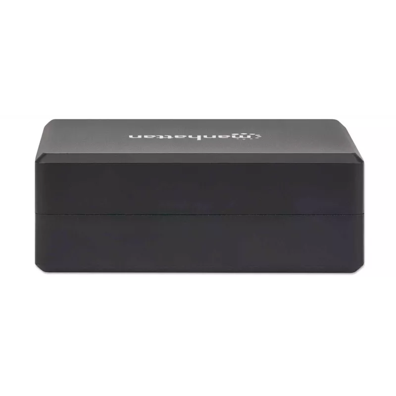 Manhattan Smart Video Multiport Dock, Porty (x5): Port HDMI, USB-A (x2), USB-C (x2), z Power Delivery do portu USB-C, wewnętrzny zasilacz, ultrakompaktowa, odłączany kabel zasilający, czarny, trzyletnia gwarancja, opakowanie detaliczne