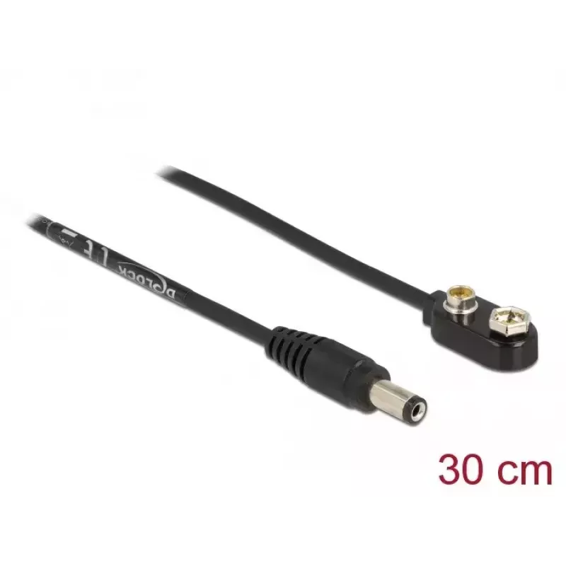 Kabel zasilający DC DeLOCK 86697 5,5 x 2,1 mm męski do baterii blokowej 9 V