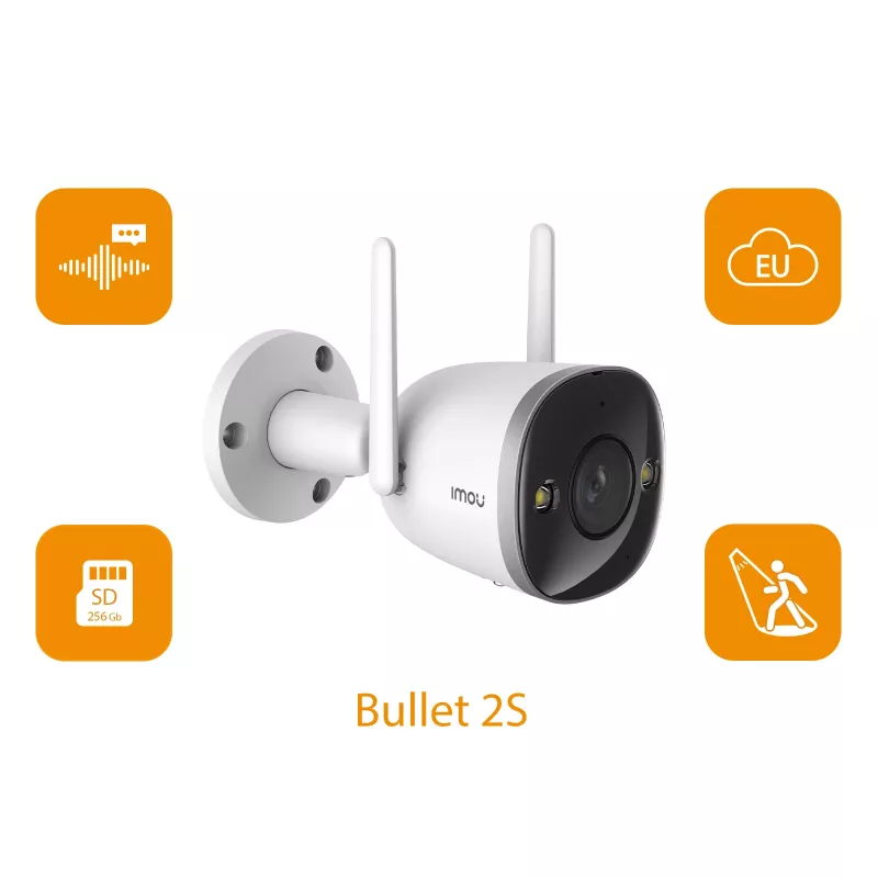 Imou Bullet 2S, kamera bezpieczeństwa IP, wewnętrzna, przewodowa i bezprzewodowa, zewnętrzna, CE, FCC, sufit/ściana