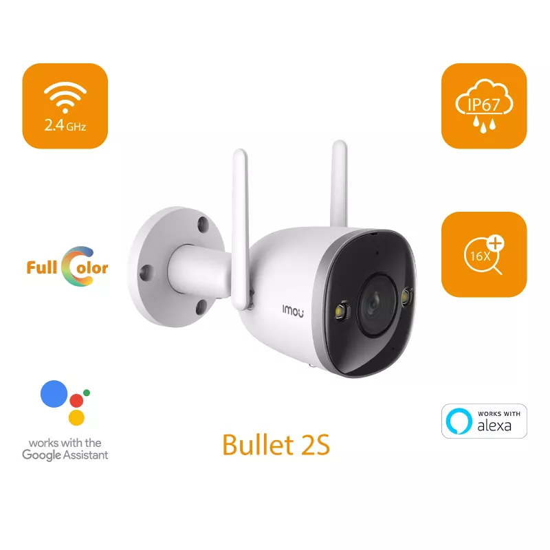 Imou Bullet 2S, kamera bezpieczeństwa IP, wewnętrzna, przewodowa i bezprzewodowa, zewnętrzna, CE, FCC, sufit/ściana