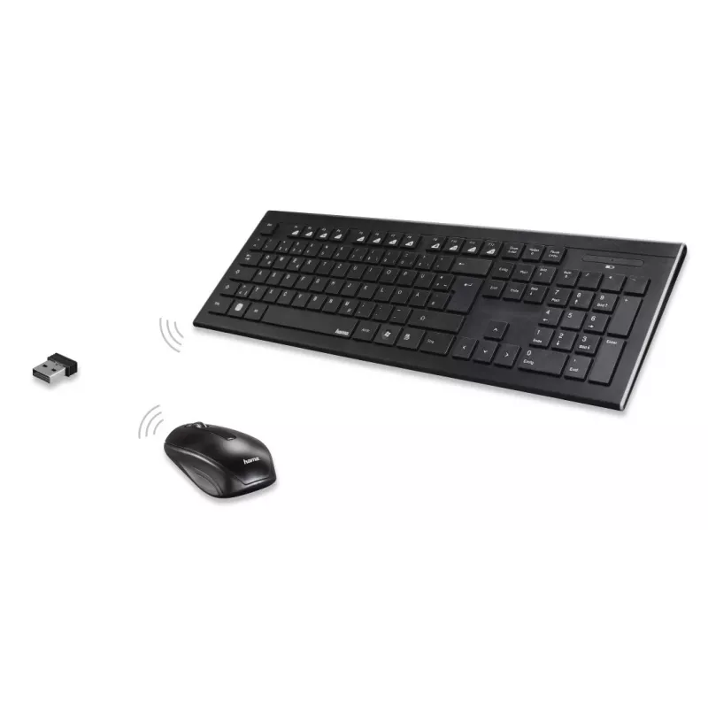 Hama Cortino klawiatura Mysz w zestawie Dom/Biuro RF Wireless QWERTY Ukraiński Czarny