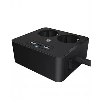 ICY BOX IB-MPS2220B-CH przedłużacz zasilający 1.9 m 2 gniazda AC Wewnętrzny Czarny
