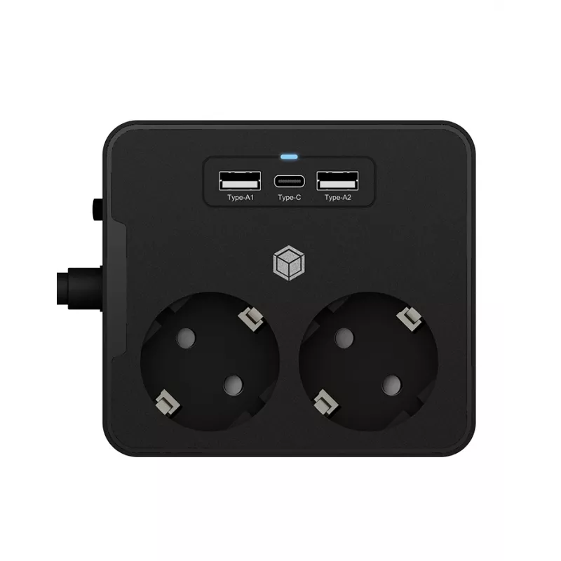 ICY BOX IB-MPS2220B-CH przedłużacz zasilający 1.9 m 2 gniazda AC Wewnętrzny Czarny
