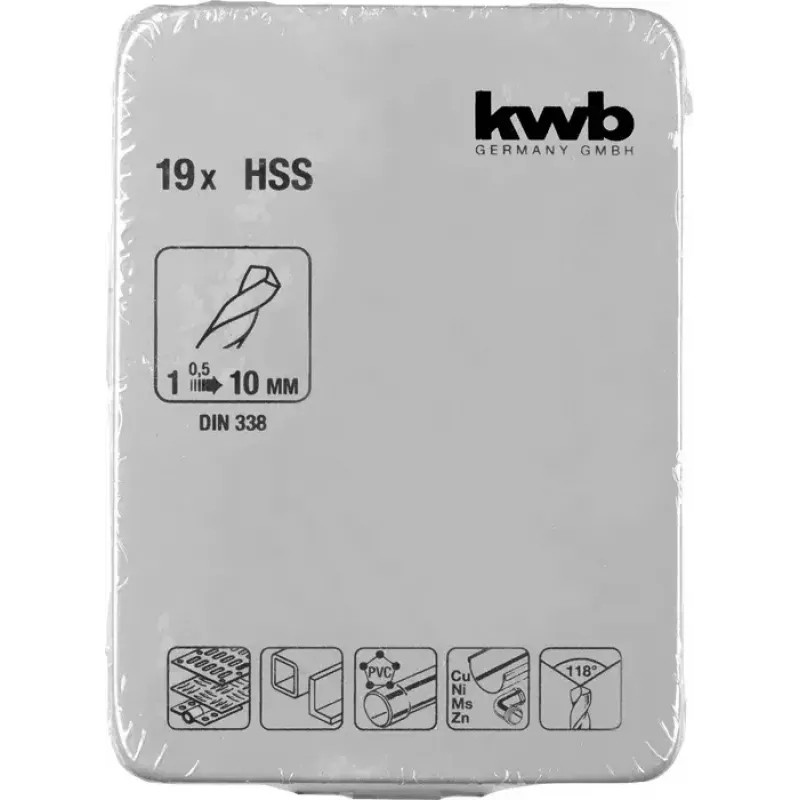 Zestaw wierteł KWB 421944 19 szt. 1,0 - 10 mm Wiertła kręte