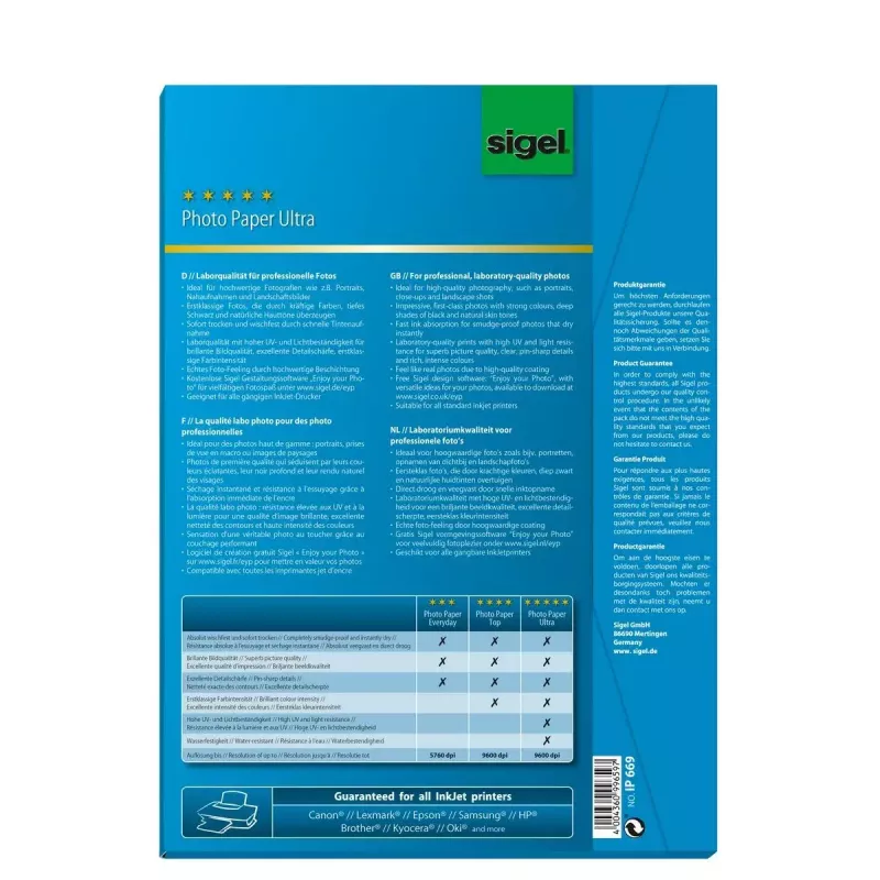 Papier fotograficzny satynowy Sigel InkJet Ultra A4