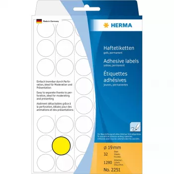 Etykiety uniwersalne HERMA 1280 szt. okrągłe żółte 19 mm