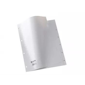 Przekładki PP Rexel, szare, numeryczne, Szary, A4, 227 mm, 300 mm, 2 mm, 1 szt.