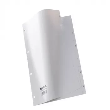 Przekładki PP Rexel, szare, numeryczne, Szary, A4, 227 mm, 300 mm, 2 mm, 1 szt.
