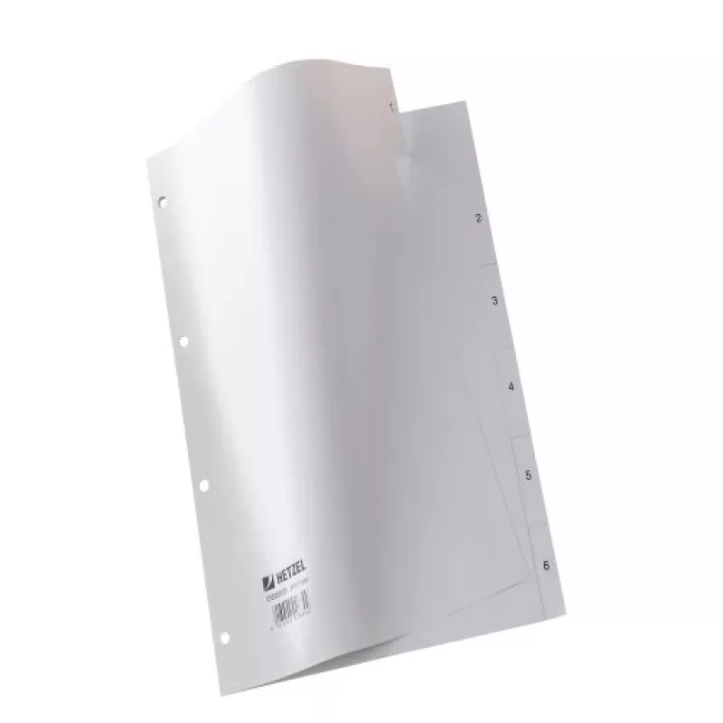Przekładki PP Rexel, szare, numeryczne, Szary, A4, 227 mm, 300 mm, 2 mm, 1 szt.