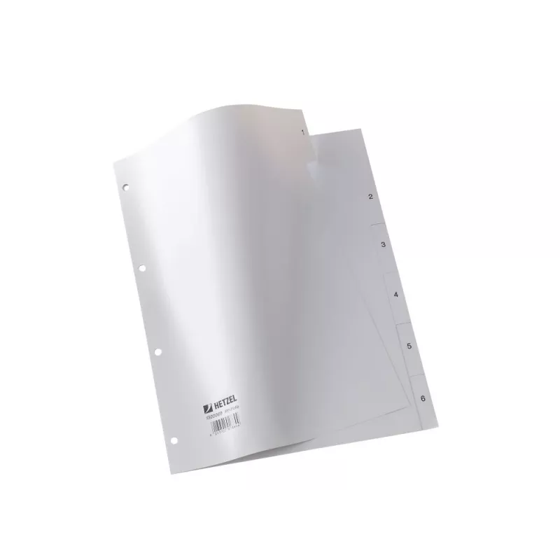 Przekładki PP Rexel, szare, numeryczne, Szary, A4, 227 mm, 300 mm, 2 mm, 1 szt.