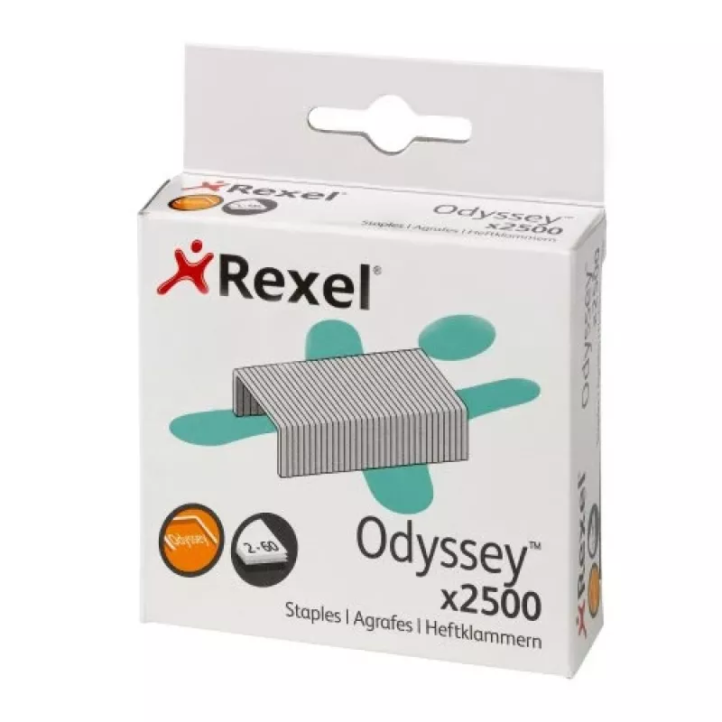 Rexel Staples Odyssey Pack of 2500, Staples pack, 2500 staples, Steel, srebrny, 60 sheets, 130 g