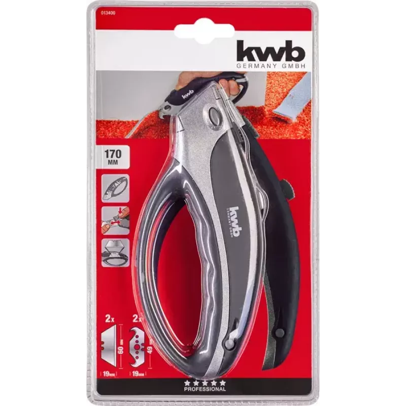 Nóż uniwersalny KWB 013400 czarny ostrze trapezowe długość 170 mm długość ostrza 6 cm