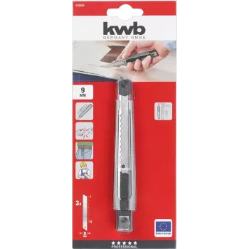 Nóż segmentowy KWB 015609 Nóż z odłamywanym ostrzem długość 145 mm szerokość ostrza 9 mm