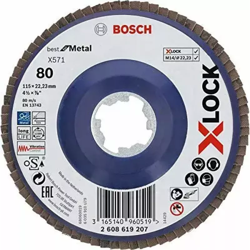 Tarcza szlifierska Bosch 115 mm, ziarnistość 80, model 2608619207