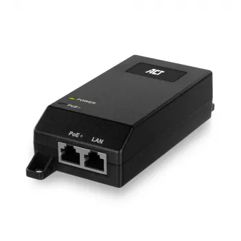 Iniektor ACT Gigabit PoE+ (30W), Gigabit Ethernet, 10,100,1000 Mbit/s, IEEE 802.3, IEEE 802.3ab, IEEE 802.3af, IEEE 802.3at, IEEE 802.3u, Czarny, 30 V, 100 - 240 V