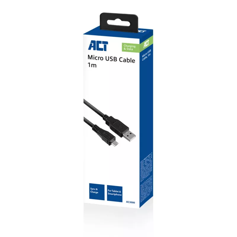 ACT USB 2.0 kabel do ładowania i transmisji danych wtyk męski A - wtyk męski micro B 1 metr