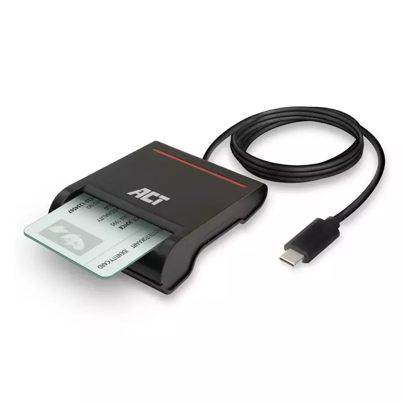 ACT Zewnętrzny czytnik kart inteligentnych USB-C Smartcard eID, czarny
