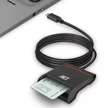 ACT Zewnętrzny czytnik kart inteligentnych USB-C Smartcard eID, czarny