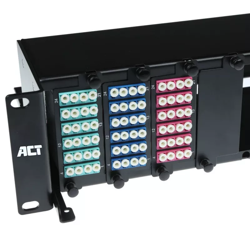 ACT Fiber panel High Density 2HE na 12 kaset MTP®-MPO / płyt adapterowych keystone