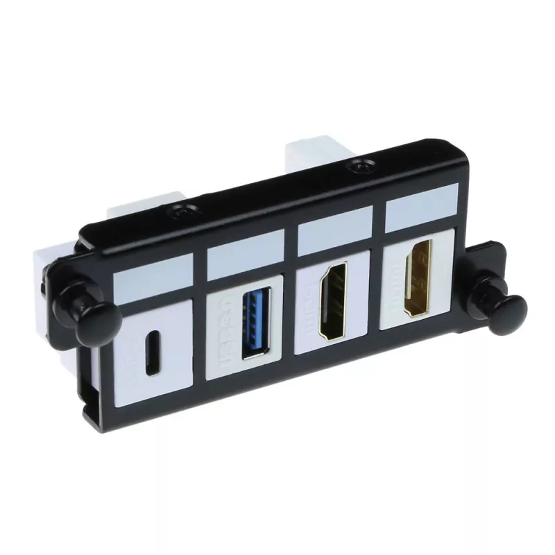 Płytka adapterowa ACT dla 4 x keystone FTP, Adapter, Czarny, 1 szt.