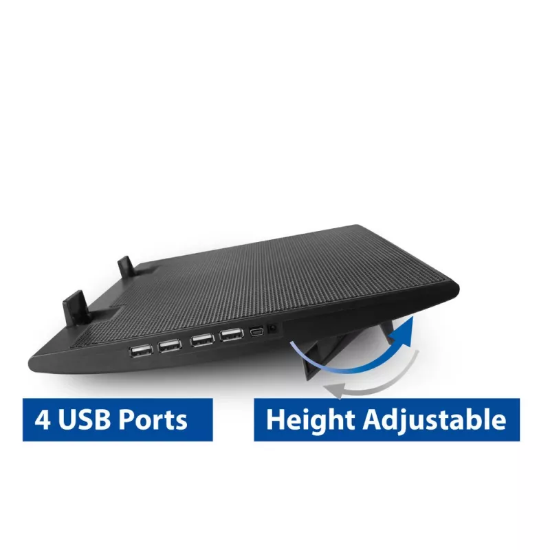 Podstawka pod laptop ACT AC8105 z wentylatorem, regulowana wysokość, 2 pozycje, hub 4-portowy