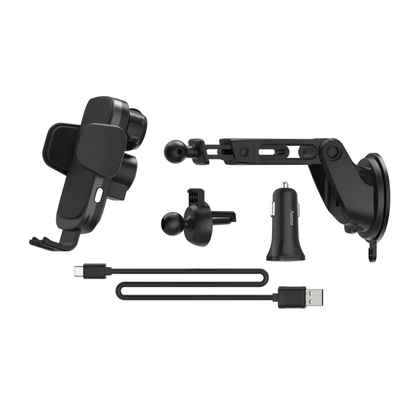 Hama FC10 Motion Smartfon Czarny, Metaliczny Ładowarka samochodowa z gniazdem zapalniczki Ładowanie bezprzewodowe Szybkie ładowanie Auto