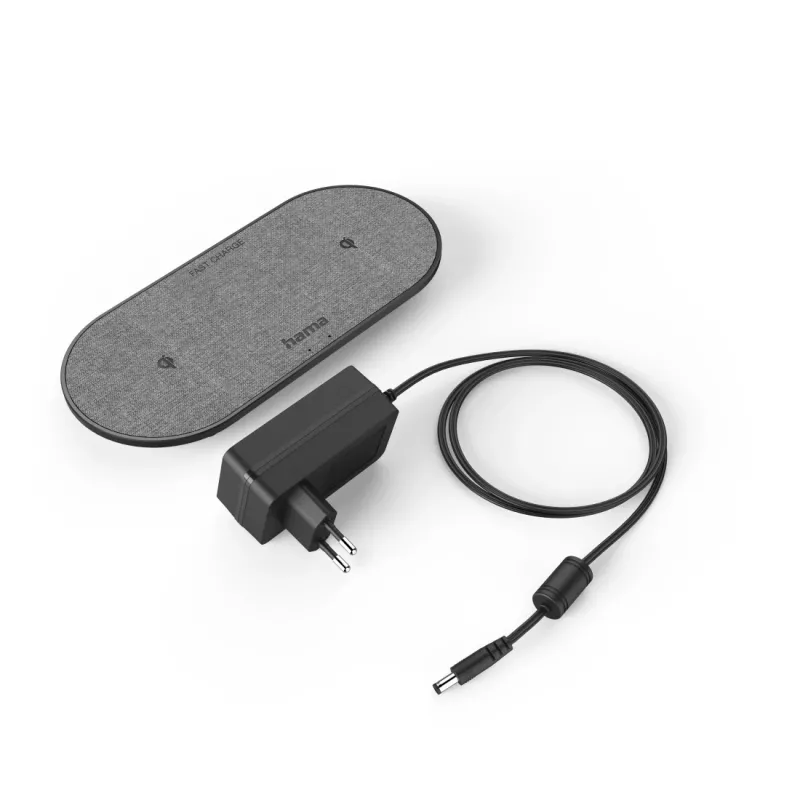 Hama QI-FC10 DUO Smartfon Czarny AC Ładowanie bezprzewodowe Szybkie ładowanie Wewnętrzna