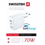 SWISSTEN Travel Charger GaN 70W 2×USB-C szybka ładowarka do laptopów i telefonów