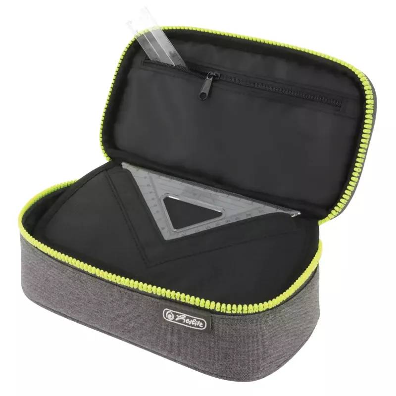 Piórnik Herlitz beatBox ABC poliester szaro-żółty 225x120x70mm