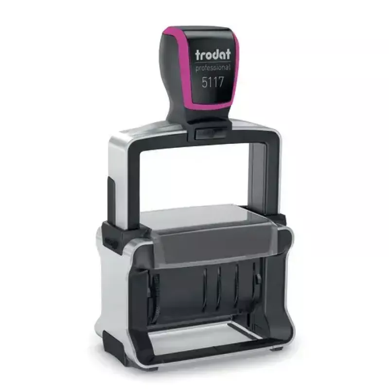 Pieczątka samotuszująca tekstowo-datowa Trodat 5117 — odcisk 4 x 46 mm, wymiary 89×52×160 mm