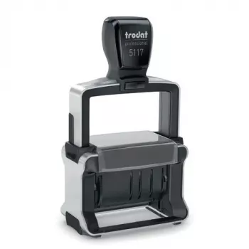 Pieczątka samotuszująca tekstowo-datowa Trodat 5117 — odcisk 4 x 46 mm, wymiary 89×52×160 mm