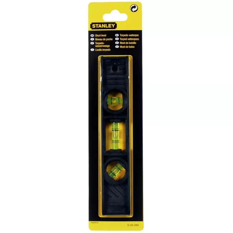 Poziomica torpedowa Stanley 0,2 m czarna dokładność 2 mm/m