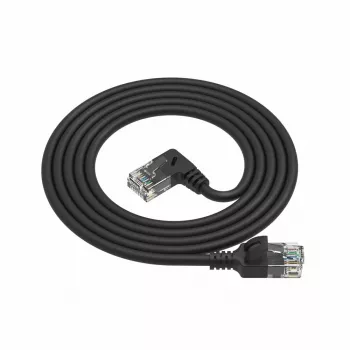ACT Czarny 3 metry U/UTP CAT6A LSZH Slimline kabel krosowy z wtykami RJ45 90° kątowym prawym do prostego