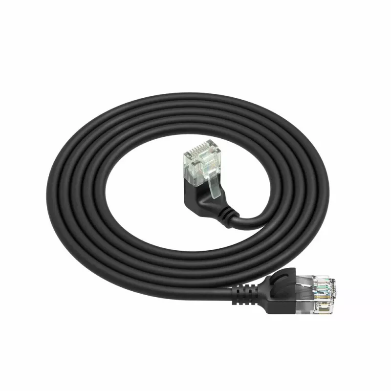ACT Czarny 2 metry U/UTP CAT6A LSZH Slimline kabel krosowy ze złączami RJ45 90° w dół do prostego