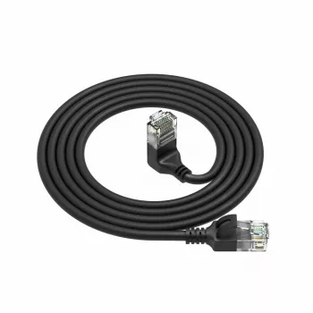 ACT Czarny 1,5 metra U/UTP CAT6A LSZH Slimline patch cord ze złączami RJ45 90° w górę do prostego