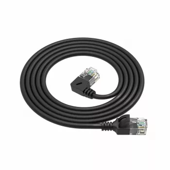ACT Czarny 0.25 metra U/UTP CAT6A LSZH cienki kabel krosowy z wtykami RJ45 90° kątowy lewy do prostego