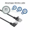 ACT Czarny 0,15 metra U/UTP CAT6A LSZH Slimline kabel krosowy z wtykami RJ45, kątowy 90° w prawo na prosty