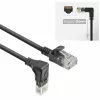 ACT Czarny 0,25 metra U/UTP CAT6A LSZH Slimline patch kabel ze złączami RJ45 90° w dół do prostego