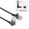 ACT Czarny 0,5 m U/UTP CAT6A LSZH Slimline patch kabel ze złączami RJ45 90° kątowym do góry do prostego