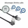 ACT Czarny 0,5 m U/UTP CAT6A LSZH Slimline patch kabel ze złączami RJ45 90° kątowym do góry do prostego