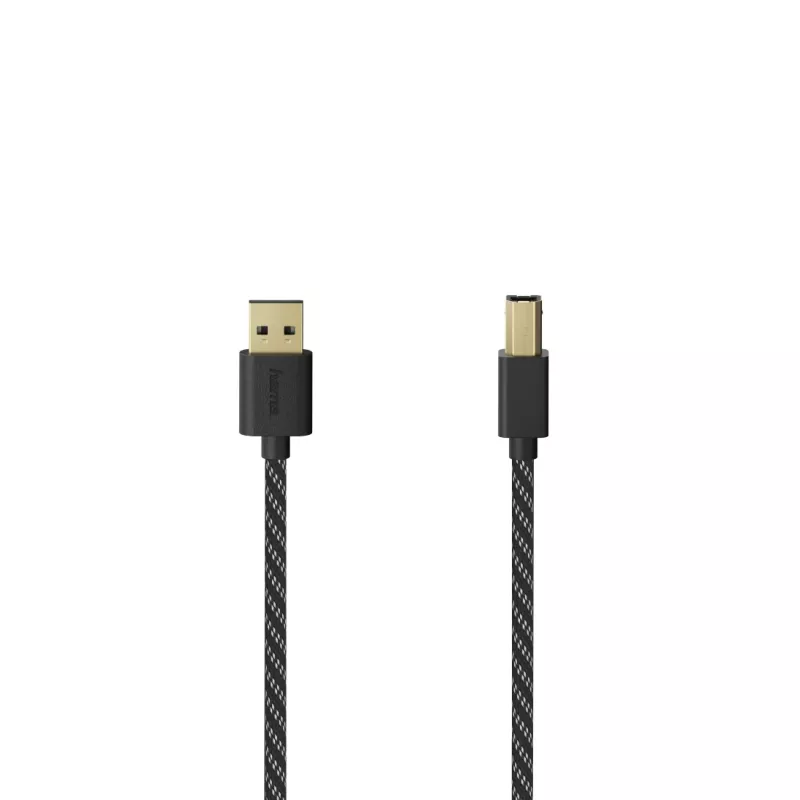Hama 00201001 kabel USB USB 2.0 1.5 m USB A USB B Czarny, Srebrny