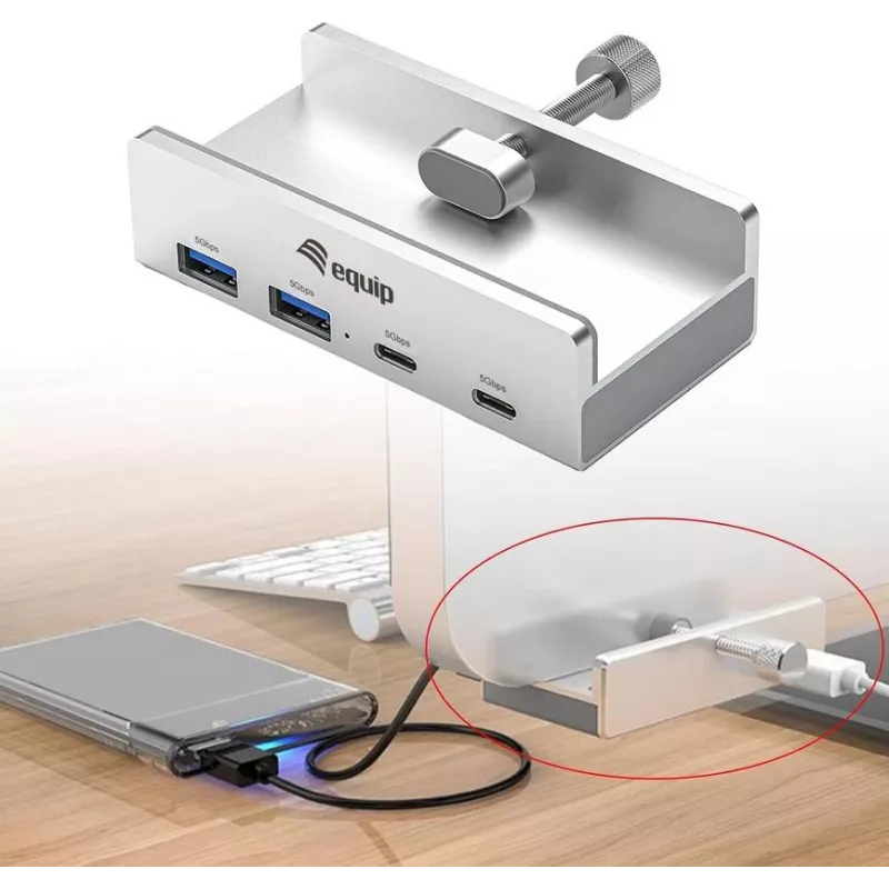 Equip 128967 hub interfejsu USB 3.2 Gen 1 (3.1 Gen 1) Type-A 5000 Mbit/s Aluminium