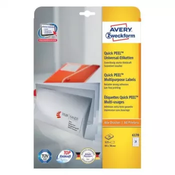 Samoprzylepne etykiety prostokątne Avery Zweckform 6170 — Białe, trwały klej, 525 szt.