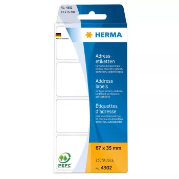 Etykiety adresowe HERMA ciągłe składane 67x37 mm biały papier 250 szt.