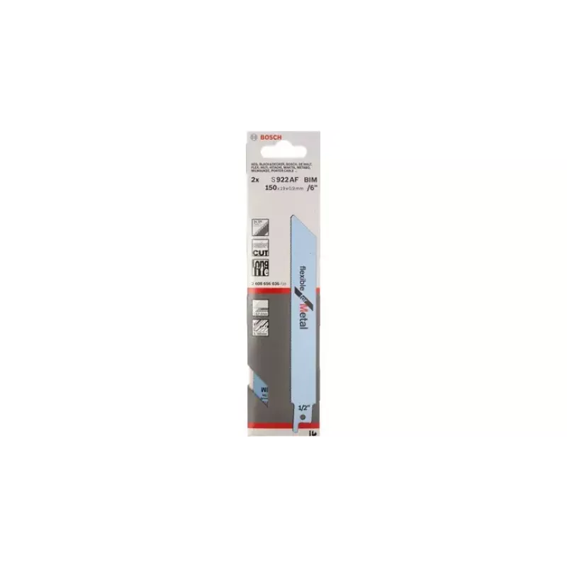 Brzytwa do piły szablastej Bosch S 922 AF Flexible for Metal Bimetal, rozstaw zębów 1 mm